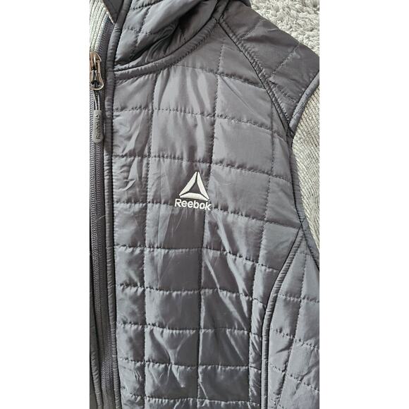 NEW Reebok‎ Womens Mixed Media Puffer Jacket Sweater Sleeves Size Small S - Picture 2 of 5
